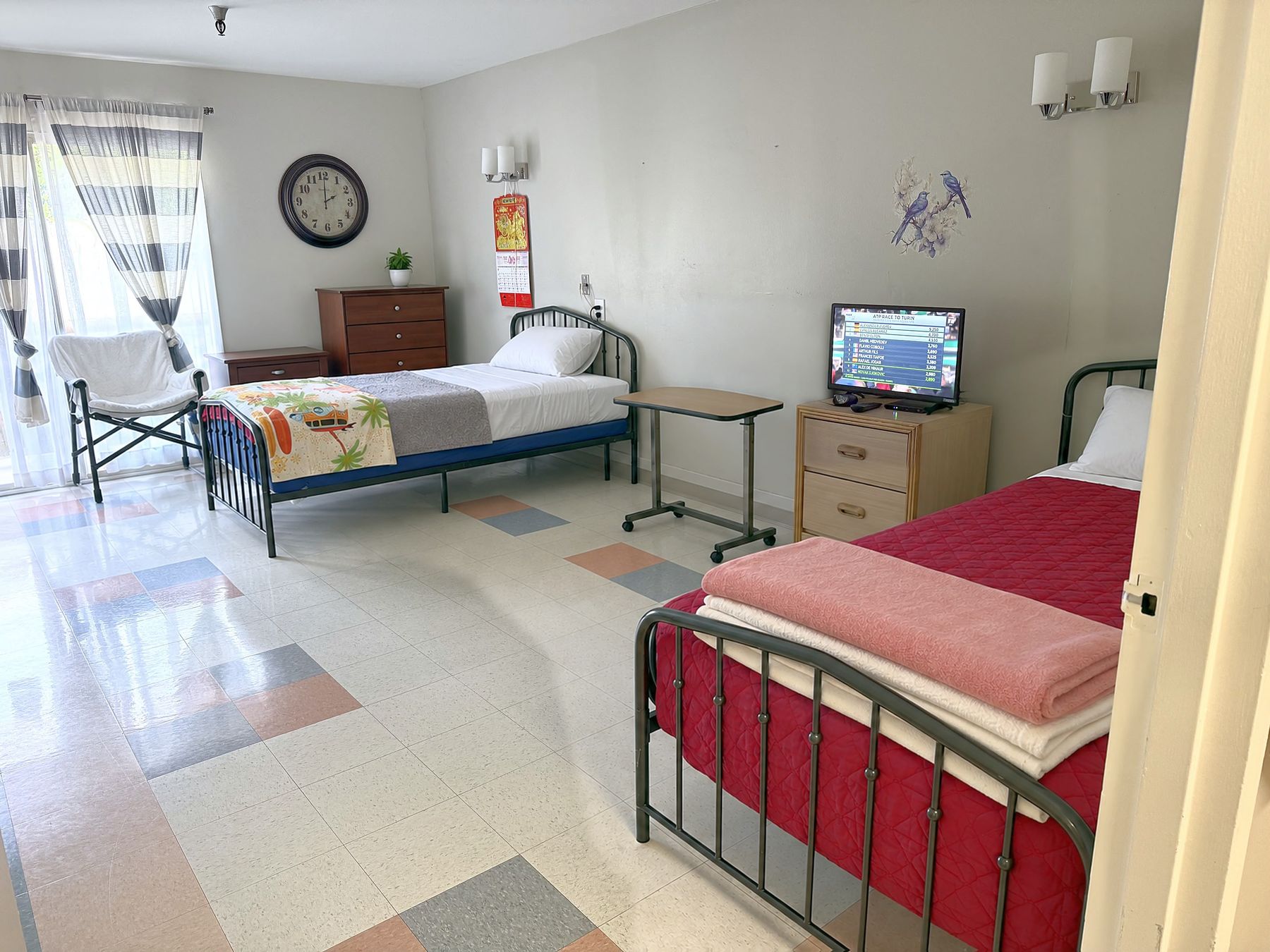 A bright, comfortable resident room