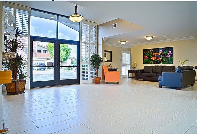 A bright, open lounge