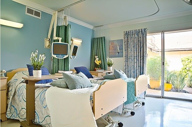 A resident room opening onto the courtyard